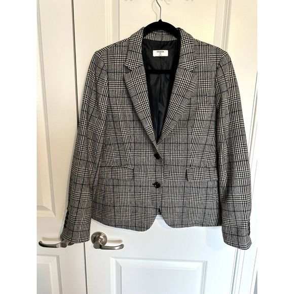 Untuckit Camilla Wool blend Houndstooth Blazer Sz 10 - Picture 3 of 6